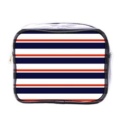 Red With Blue Stripes Mini Toiletries Bag (one Side) by tmsartbazaar