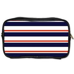 Red With Blue Stripes Toiletries Bag (two Sides) by tmsartbazaar