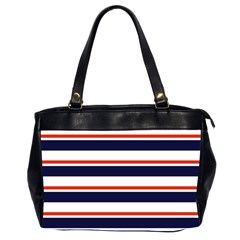 Red With Blue Stripes Oversize Office Handbag (2 Sides) by tmsartbazaar