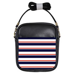 Red With Blue Stripes Girls Sling Bag by tmsartbazaar