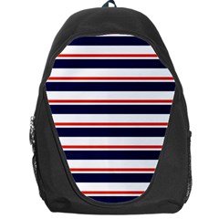 Red With Blue Stripes Backpack Bag by tmsartbazaar