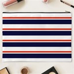 Red With Blue Stripes Cosmetic Bag (XXXL) Back