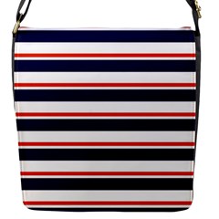 Red With Blue Stripes Flap Closure Messenger Bag (s) by tmsartbazaar