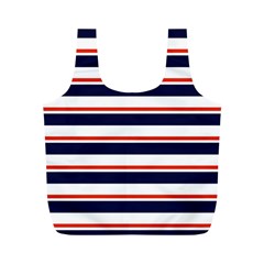 Red With Blue Stripes Full Print Recycle Bag (m) by tmsartbazaar