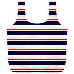 Red With Blue Stripes Full Print Recycle Bag (xl) by tmsartbazaar