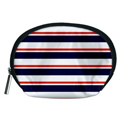 Red With Blue Stripes Accessory Pouch (medium) by tmsartbazaar