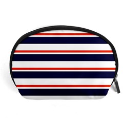 Red With Blue Stripes Accessory Pouch (large) by tmsartbazaar