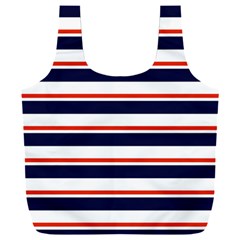 Red With Blue Stripes Full Print Recycle Bag (xxl) by tmsartbazaar