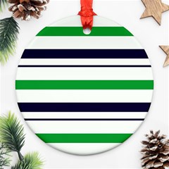 Green With Blue Stripes Ornament (round) by tmsartbazaar