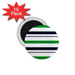 Green With Blue Stripes 1 75  Magnets (10 Pack)  by tmsartbazaar