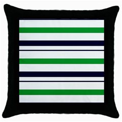 Green With Blue Stripes Throw Pillow Case (black) by tmsartbazaar