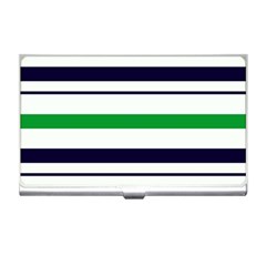 Green With Blue Stripes Business Card Holder by tmsartbazaar