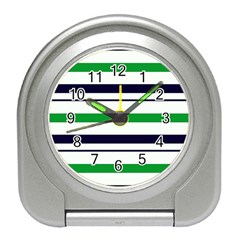 Green With Blue Stripes Travel Alarm Clock by tmsartbazaar