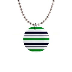 Green With Blue Stripes 1  Button Necklace by tmsartbazaar