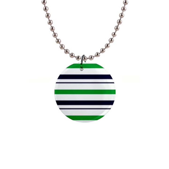 Green With Blue Stripes 1  Button Necklace