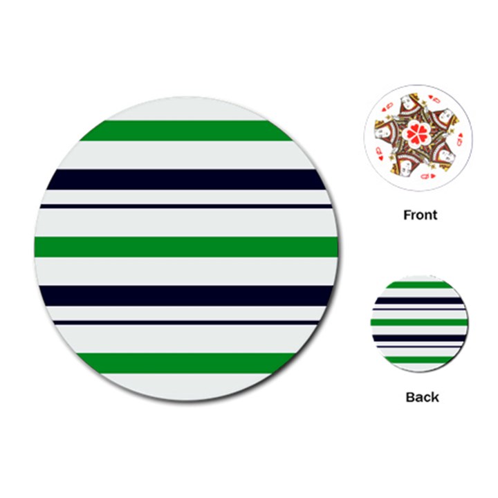 Green With Blue Stripes Playing Cards Single Design (Round)