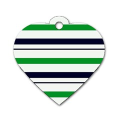 Green With Blue Stripes Dog Tag Heart (two Sides) by tmsartbazaar