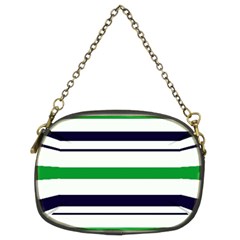 Green With Blue Stripes Chain Purse (two Sides) by tmsartbazaar