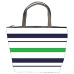 Green With Blue Stripes Bucket Bag Front