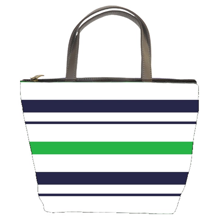 Green With Blue Stripes Bucket Bag