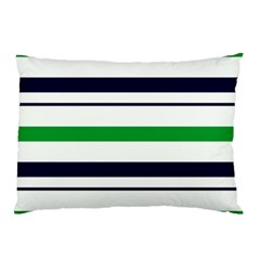 Green With Blue Stripes Pillow Case by tmsartbazaar