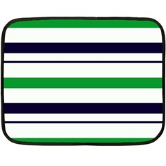 Green With Blue Stripes Double Sided Fleece Blanket (mini)  by tmsartbazaar