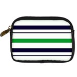 Green With Blue Stripes Digital Camera Leather Case Front