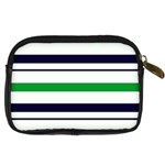 Green With Blue Stripes Digital Camera Leather Case Back