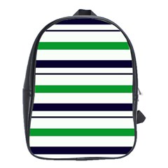 Green With Blue Stripes School Bag (large) by tmsartbazaar