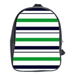 Green With Blue Stripes School Bag (Large) Front