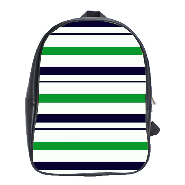 Green With Blue Stripes School Bag (Large)