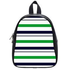 Green With Blue Stripes School Bag (small) by tmsartbazaar