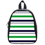 Green With Blue Stripes School Bag (Small) Front