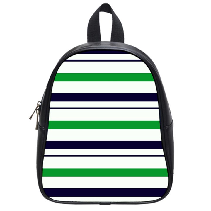 Green With Blue Stripes School Bag (Small)