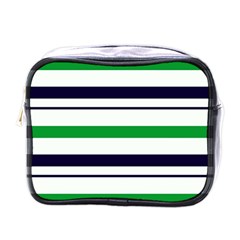 Green With Blue Stripes Mini Toiletries Bag (one Side) by tmsartbazaar