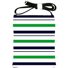 Green With Blue Stripes Shoulder Sling Bag by tmsartbazaar