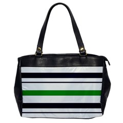 Green With Blue Stripes Oversize Office Handbag by tmsartbazaar