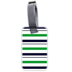 Green With Blue Stripes Luggage Tag (two Sides) by tmsartbazaar