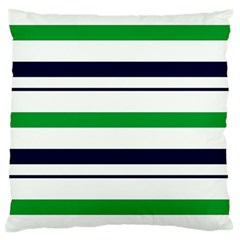 Green With Blue Stripes Large Cushion Case (one Side) by tmsartbazaar