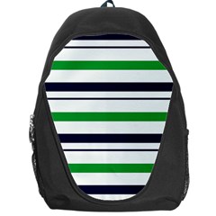 Green With Blue Stripes Backpack Bag by tmsartbazaar