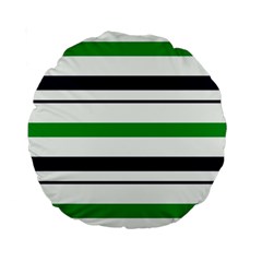 Green With Blue Stripes Standard 15  Premium Round Cushions by tmsartbazaar