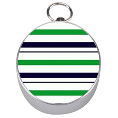 Green With Blue Stripes Silver Compasses by tmsartbazaar