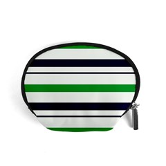 Green With Blue Stripes Accessory Pouch (small) by tmsartbazaar