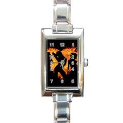 Shadow Heart Love Flame Girl Sexy Pose Rectangle Italian Charm Watch by HermanTelo