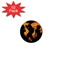 Shadow Heart Love Flame Girl Sexy Pose 1  Mini Magnet (10 Pack)  by HermanTelo