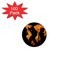 Shadow Heart Love Flame Girl Sexy Pose 1  Mini Magnets (100 Pack)  by HermanTelo