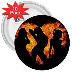 Shadow Heart Love Flame Girl Sexy Pose 3  Buttons (10 Pack)  by HermanTelo