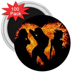 Shadow Heart Love Flame Girl Sexy Pose 3  Magnets (100 Pack) by HermanTelo