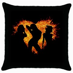 Shadow Heart Love Flame Girl Sexy Pose Throw Pillow Case (black) by HermanTelo