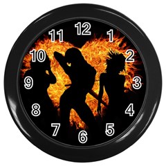 Shadow Heart Love Flame Girl Sexy Pose Wall Clock (black) by HermanTelo